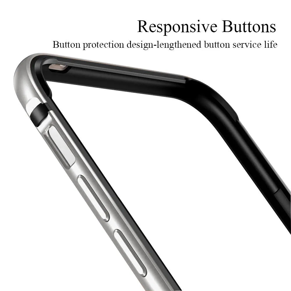 Red border silver frame metal phone case for iPhone 12 showing shockproof all-edge coverage