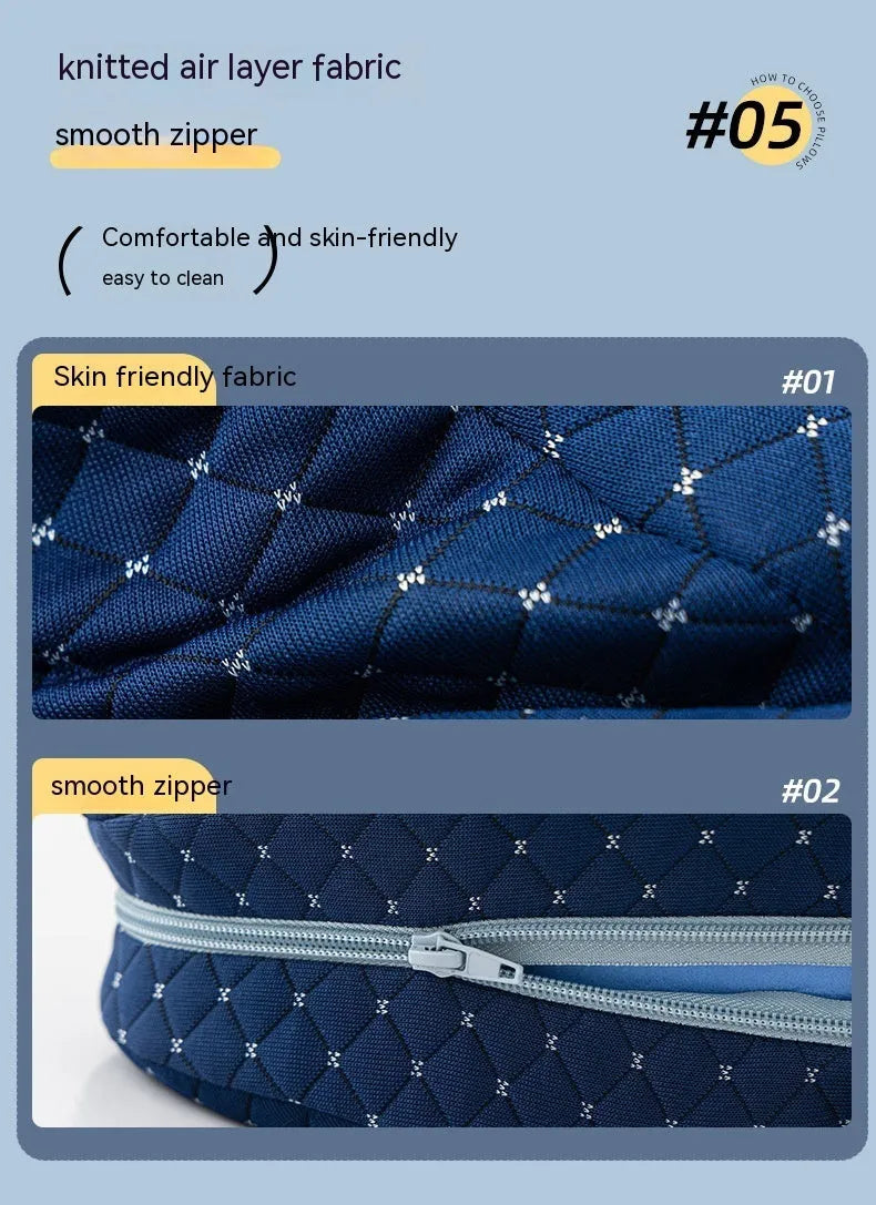 Love heart-shaped dark blue memory foam leg pillow for knee support.