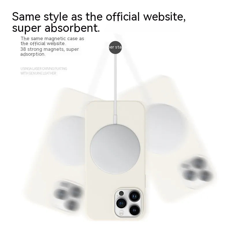 Frosted liquid silicone magnetic phone case for iPhone 13 Pro in Antique White with shockproof anti-fall protection