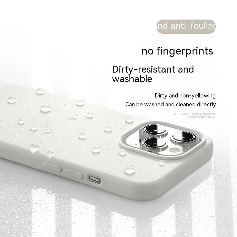 Frosted liquid silicone magnetic phone case for iPhone 13 Pro in Antique White with shockproof anti-fall protection