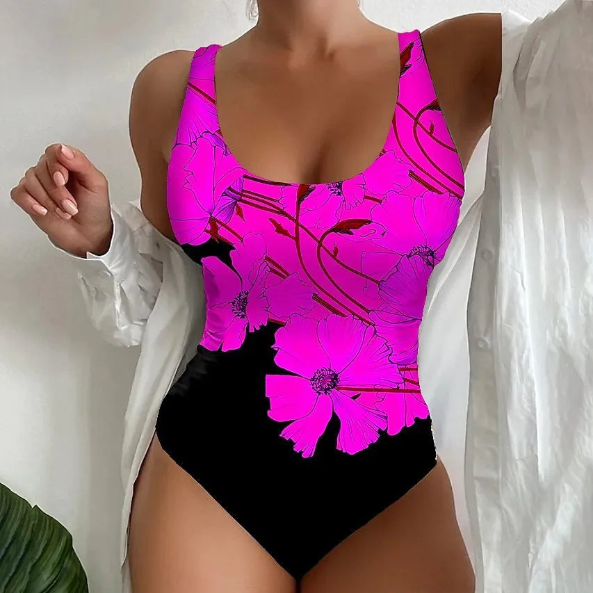 Women's 3D printed one-piece swimsuit in Lycra fabric available in multiple sizes and colours