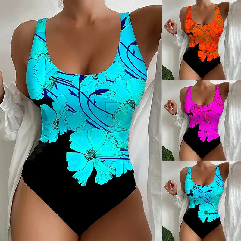Women's 3D printed one-piece swimsuit in Lycra fabric available in multiple sizes and colours