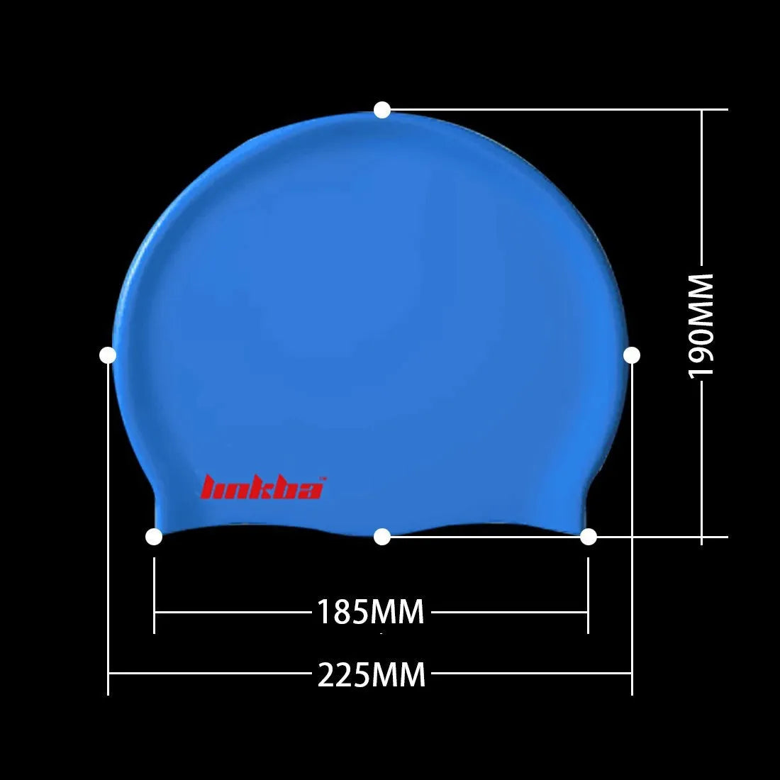 Silicone swimming cap with waterproof earmuffs in multiple colours showing letter pattern design