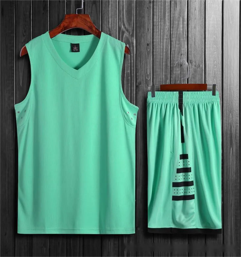 White student sports vest and shorts set for basketball and running training.