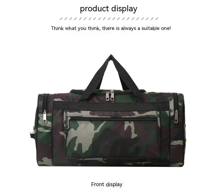 Camouflage pattern luggage bag with waterproof fabric and stripes detailing