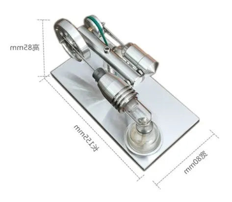 2019 Red upgrade miniature Stirling engine toy on a desk, 155x80x85mm, showing flywheel and cylinder