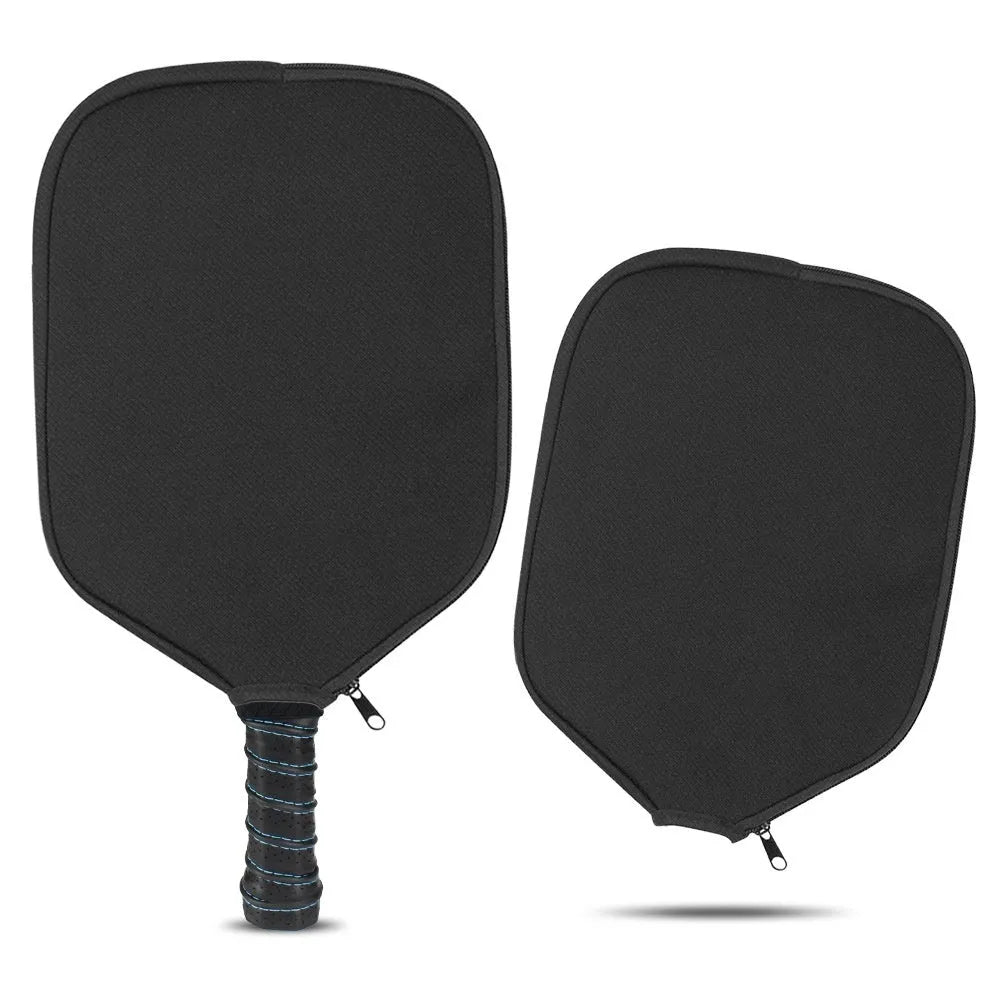 Black neoprene protective sleeve for table tennis racket on solid background