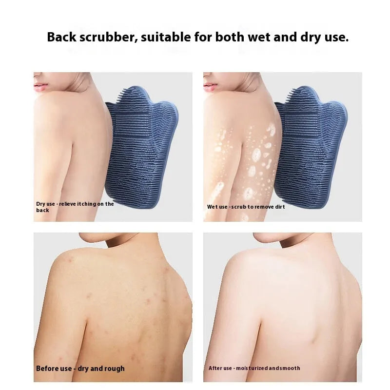Blue silicone bath massage cushion with textured surface measuring 31cm by 32cm for bathing and relaxation