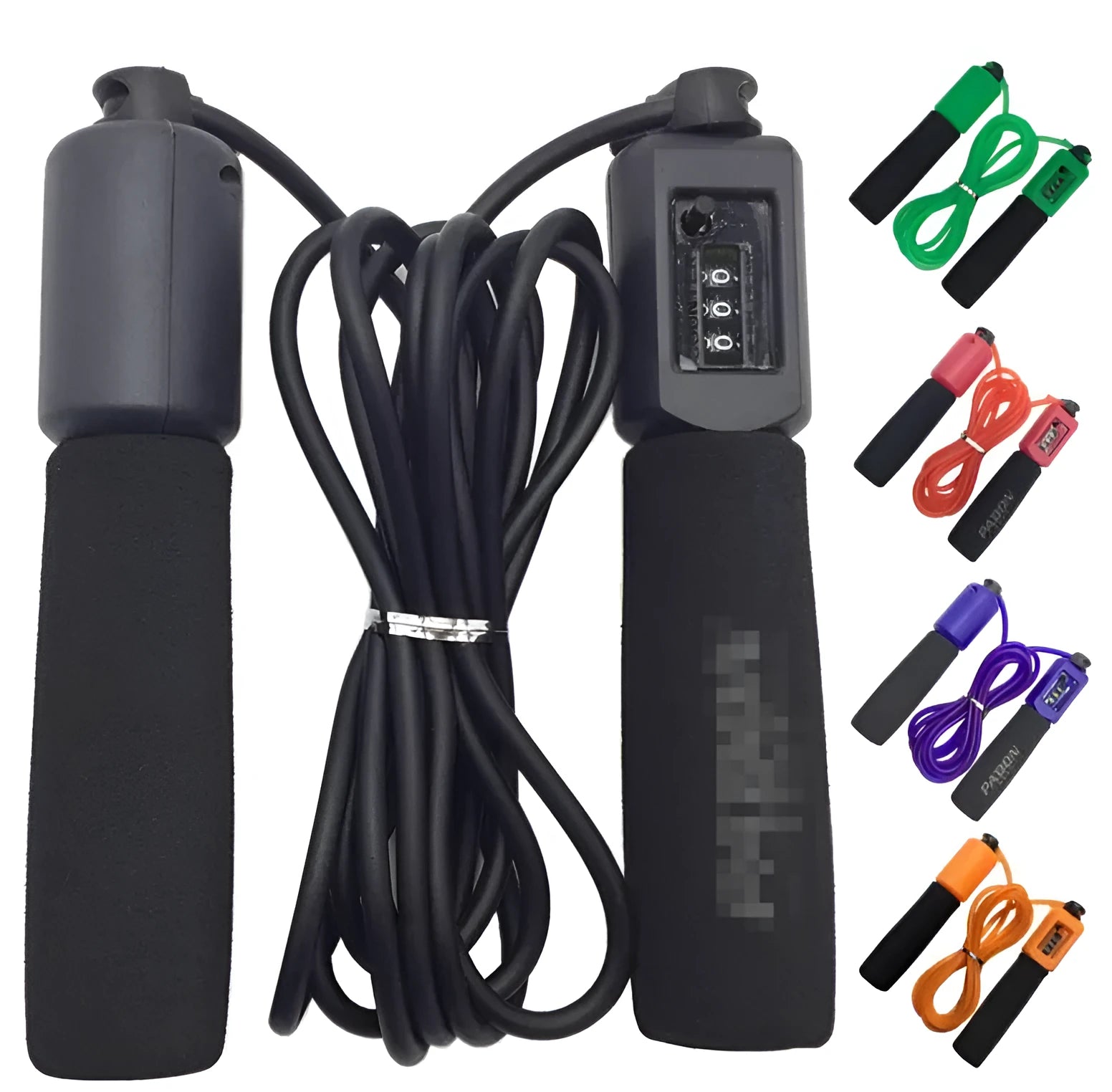 A 3-metre long skipping rope with foam handles, shown in one of 14 available colour options.