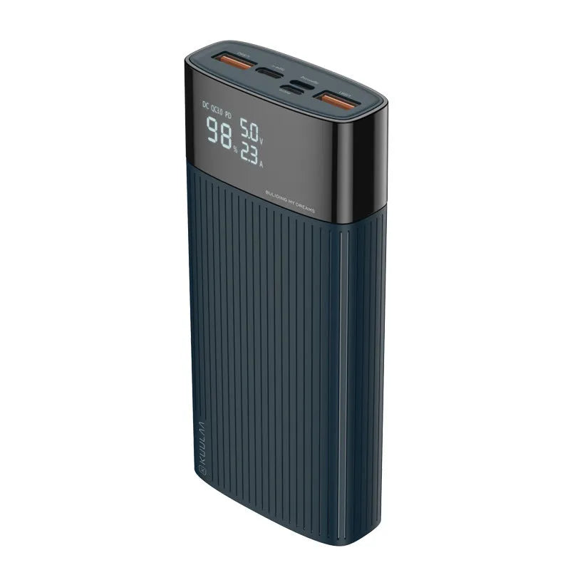 20000mAh two-way fast charge power bank with QC 3.0 and USB PD ports in black