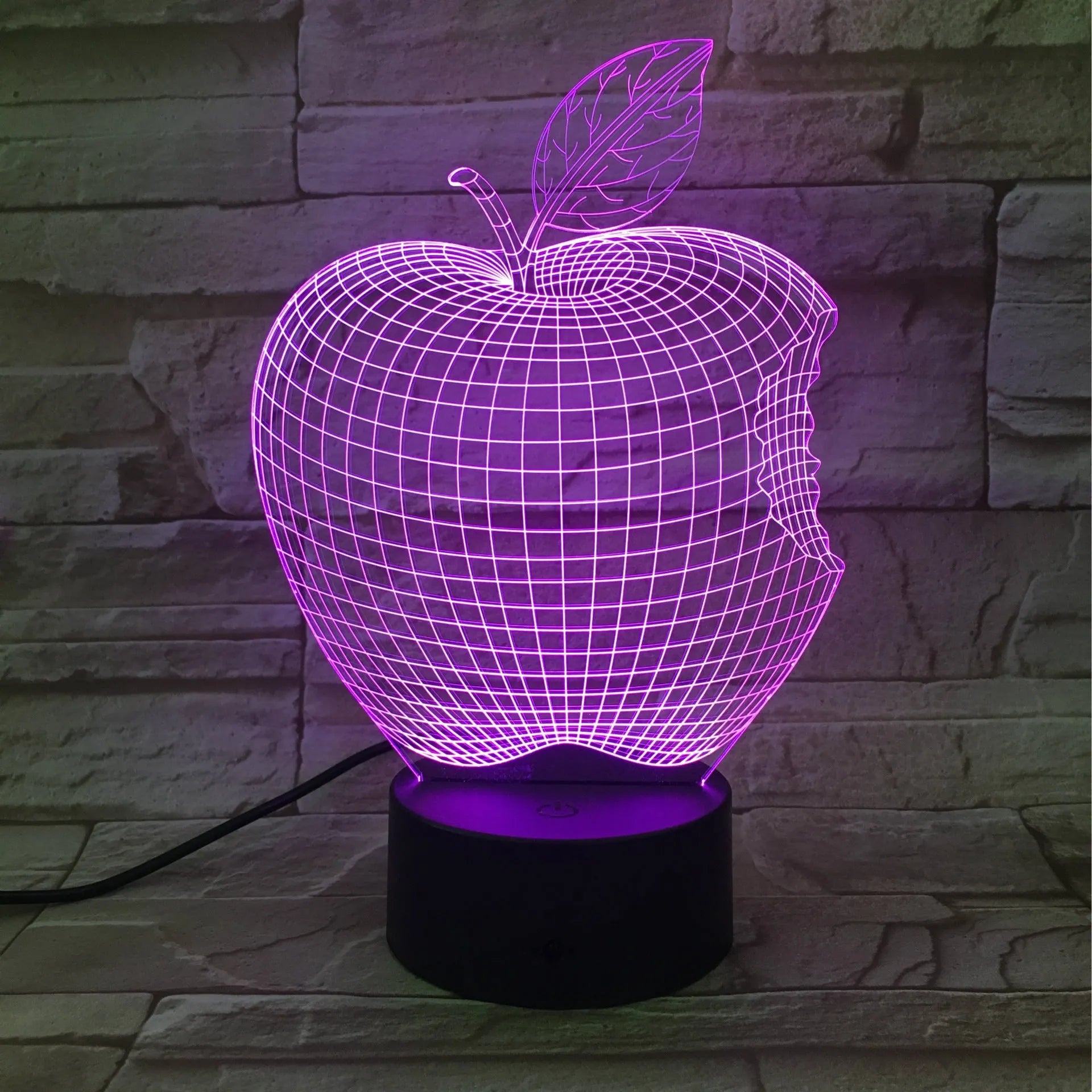 3D fruit colourful night light with acrylic shade and touch control showing seven colour LED illumination