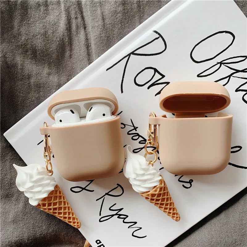 Silicone protective case for Apple AirPods 2 wireless earbuds with cylinder ice cream design