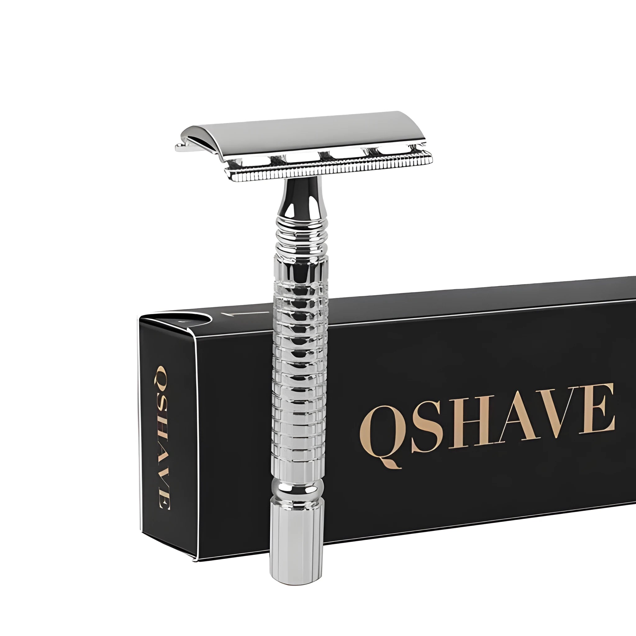 Chrome double-edged safety razor with blade and storage box set