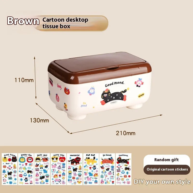 Red and brown cartoon-style plastic desktop storage organiser with grid pattern for stationery and sundries.
