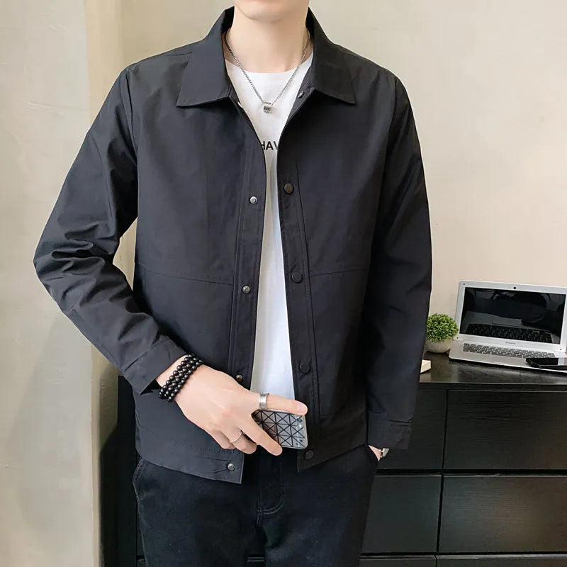 Korean-style thin men's jacket in polyester fabric for spring and autumn wear
