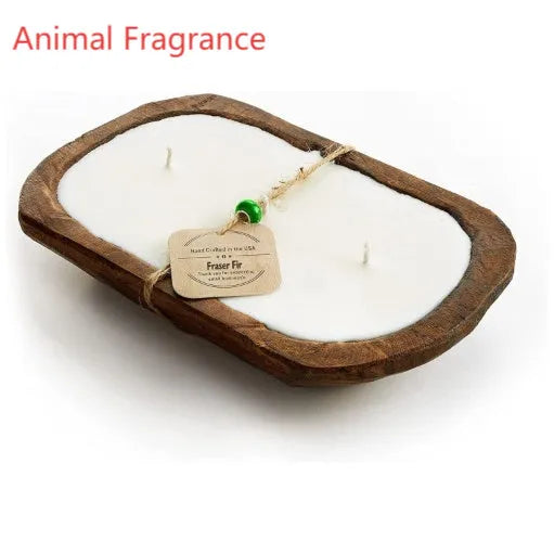 Wooden basin soy wax aromatherapy candle with triple wick and lavender scent option