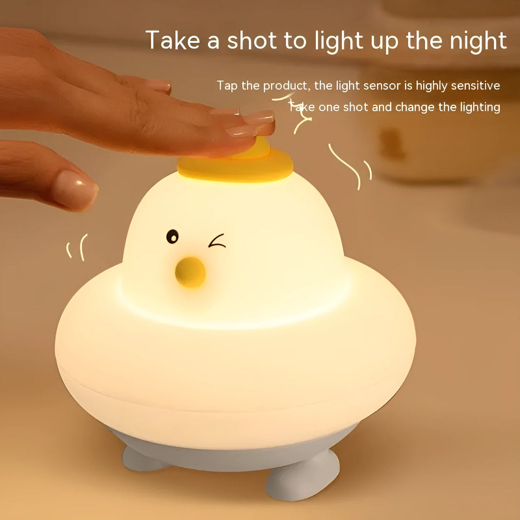 LED silicone pat small night lamp in blue duck design with soft glow