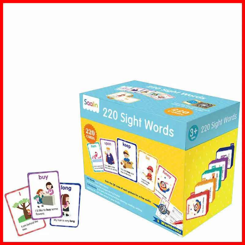 220 high-frequency word card set with five workbooks for early childhood education