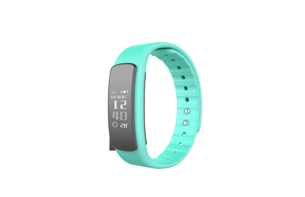 I6 smart sports bracelet with 0.96-inch display on wrist showing health metrics