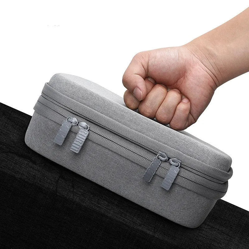 Black and grey EVA digital storage bag for headphones, shown in single and double-layer styles.