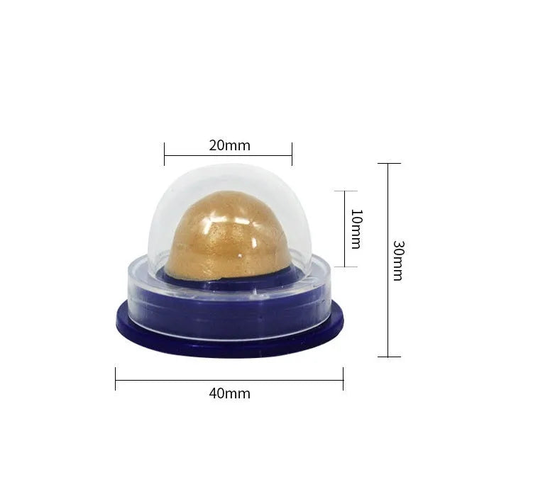 Green and blue cat energy ball lick toy with non-toxic catnip and yellowfish gelatin for indoor cats