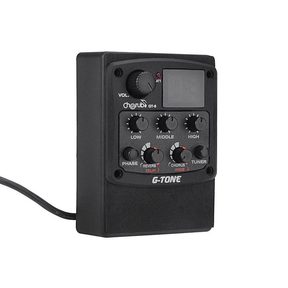 Cherub GT-6 black acoustic guitar preamp EQ effects unit for soundhole mounting