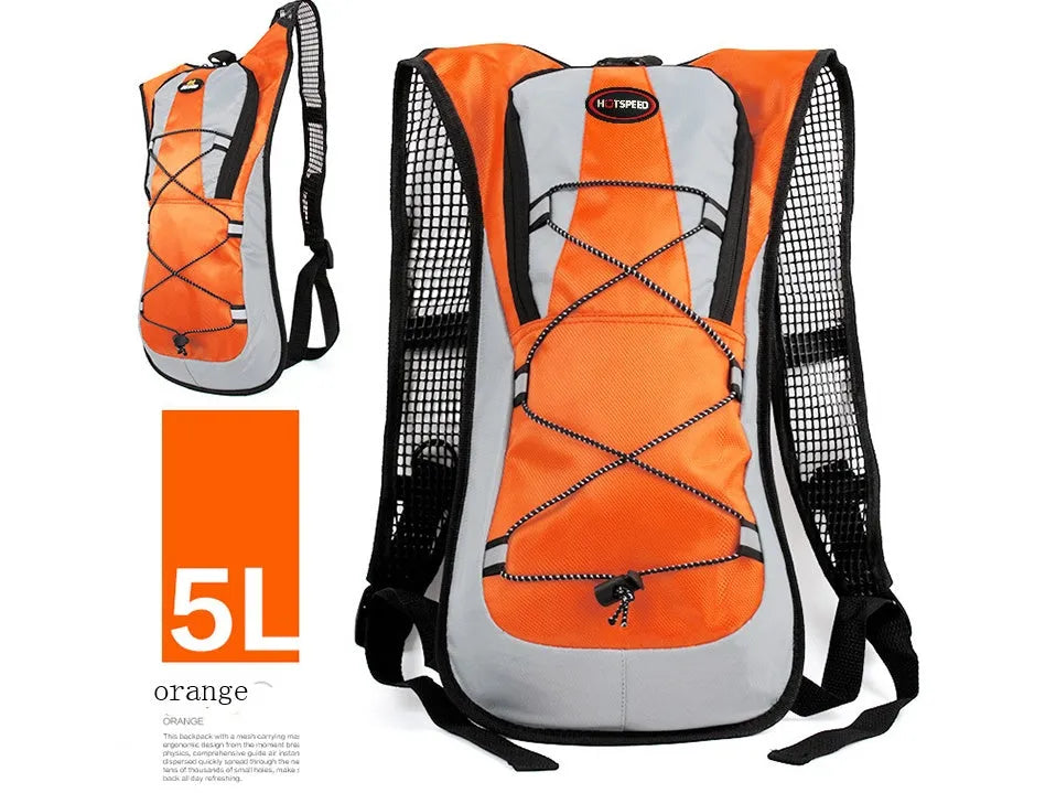 Lightweight waterproof outdoor sports backpack in black with shoulder strap for running and off-road cycling