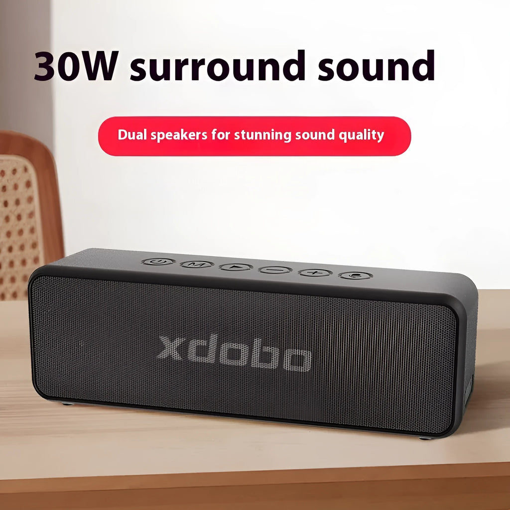 Black portable Bluetooth speaker with subwoofer and lanyard 215x55x68mm 800g