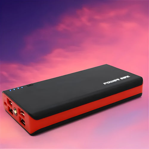 20000mAh portable power bank in blue colour with compact 145x68x22mm dimensions and USB charging port