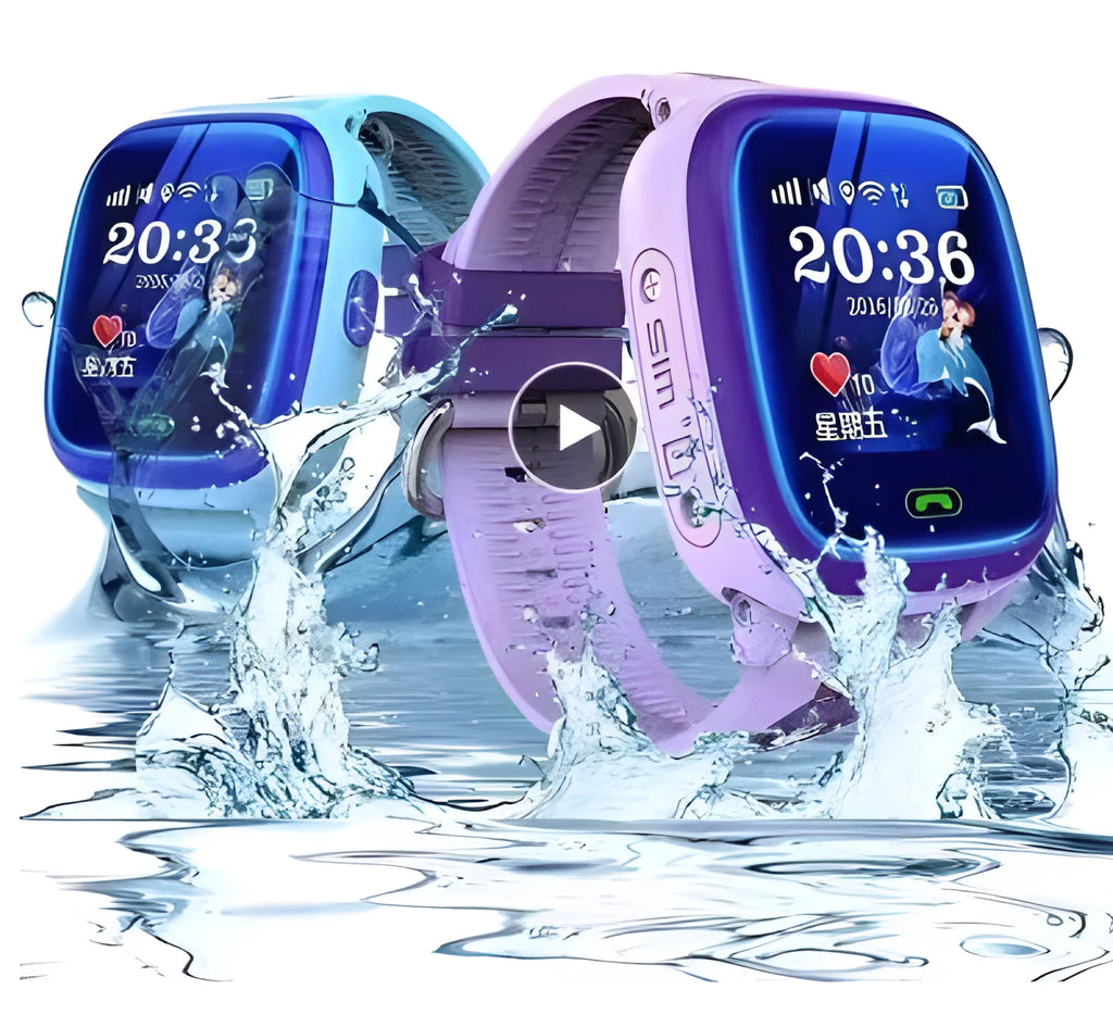 Blue and purple children's smartwatch with silicone strap and 1.22-inch touch screen display