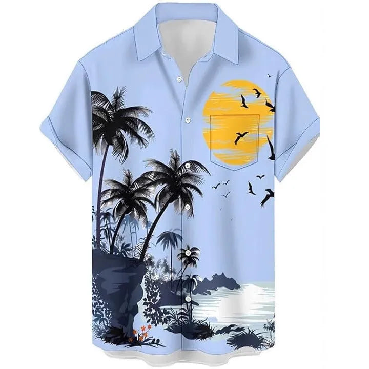 Men's slim fit camouflage pattern short sleeve casual shirt in cardigan style.