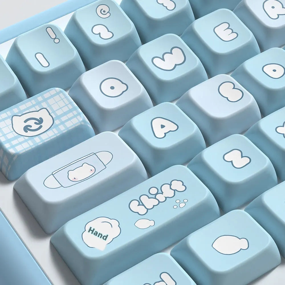 Watercolour cat design custom PBT keycap set for mechanical keyboards with 138 or 158 keys