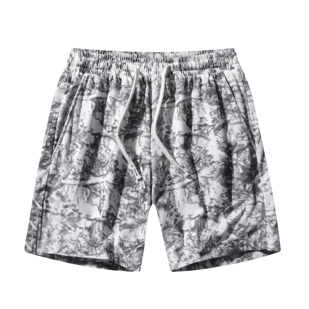 Men's camouflage corduroy athletic shorts with straight leg design and high waist