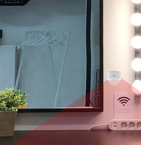 White wireless infrared body sensor with ZigBee connectivity for home security monitoring