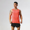 Men's solid colour quick-drying polyester sports tank top for summer outdoor activities.