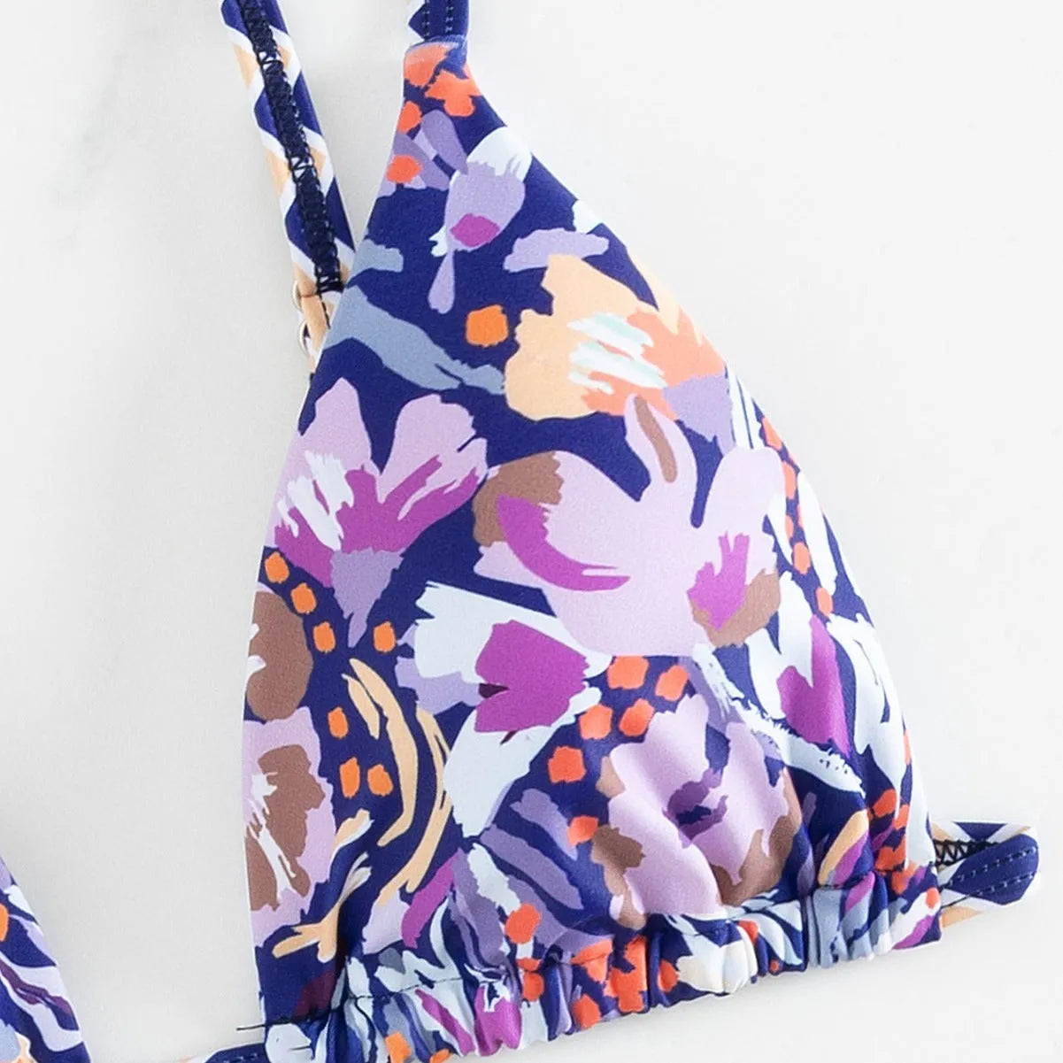 Women's floral print triangle bag swimsuit with briefs cut and polyester lining