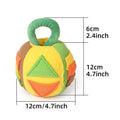 Polyester plush squeaky dog ball toy with treat pockets in pink or green colour for small medium dogs