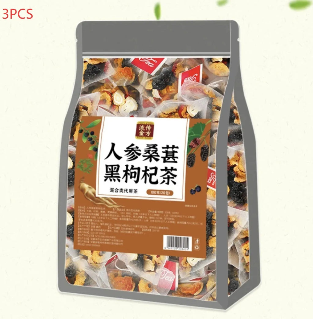 Ginseng black wolfberry tea with 40 individual 5g tea sachets
