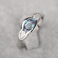 Women's geometric ellipse copper ring with white gold plating and zircon stones in UK sizes 6 to 10