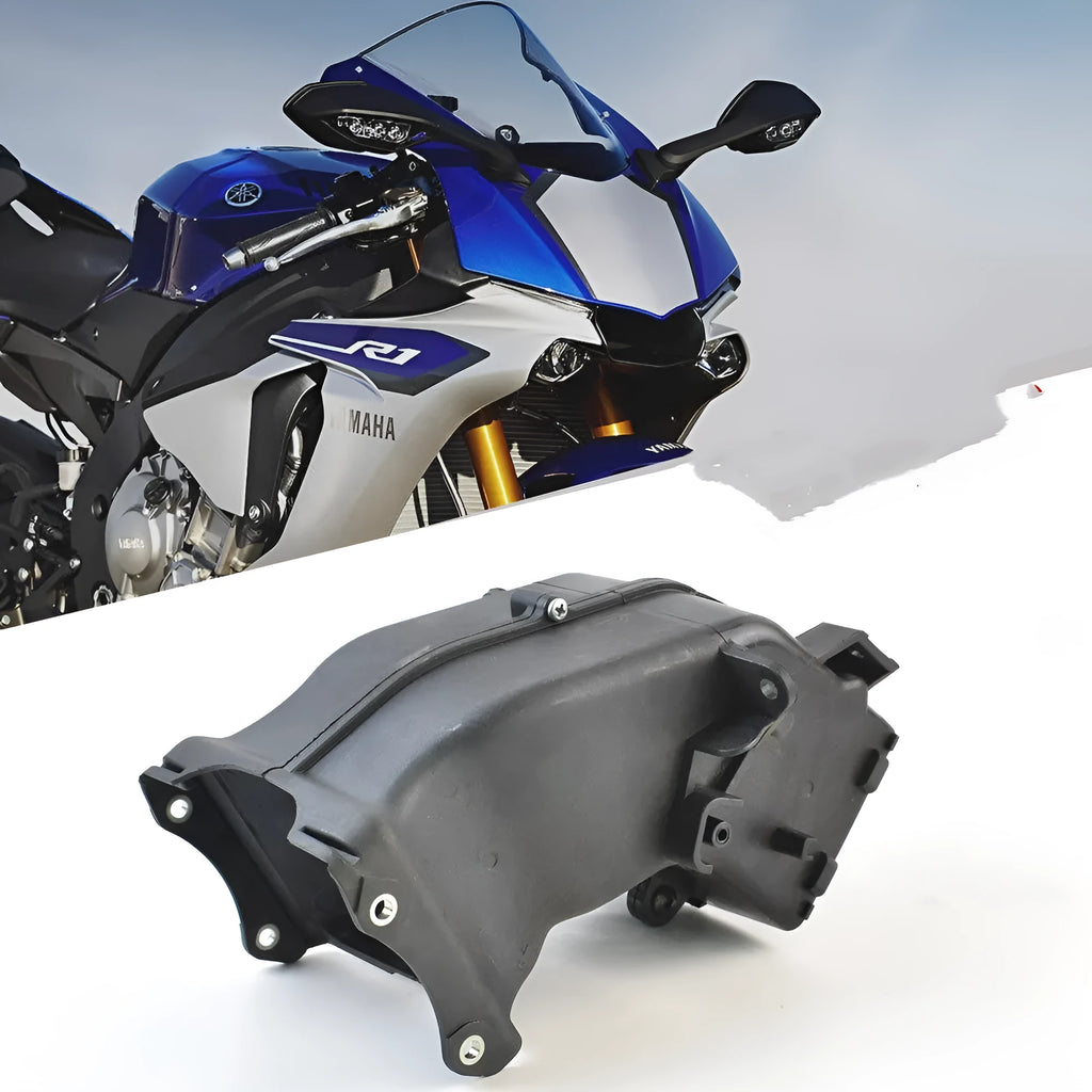 Black motorcycle ventilation intake pipe for Yamaha models showing size.