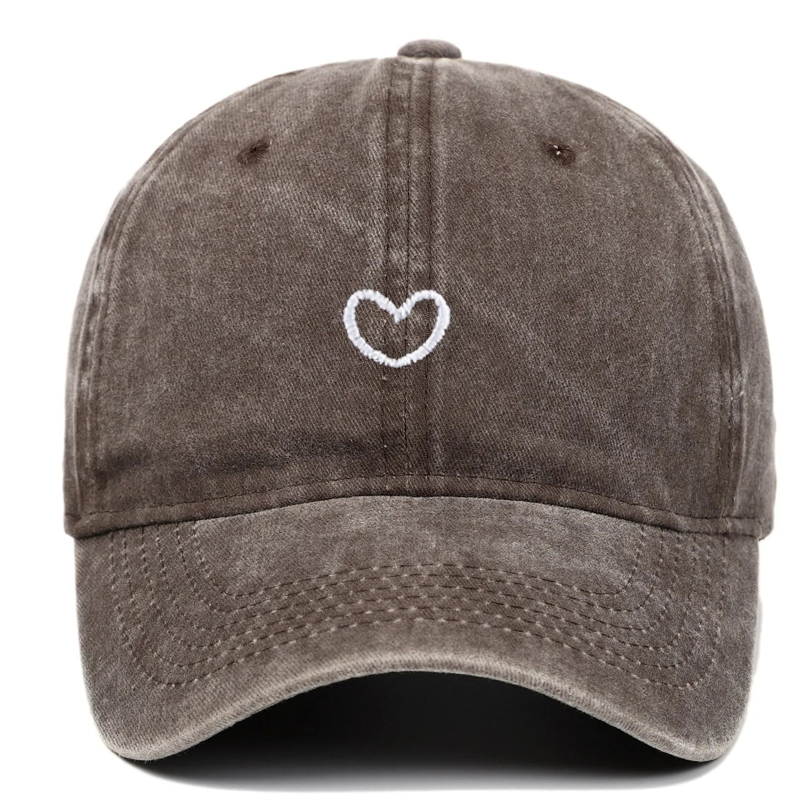 Cotton baseball cap with embroidered love heart design in adjustable size