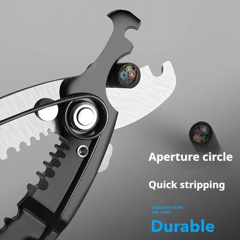 Fully automatic wire stripping pliers for electricians with box mounting