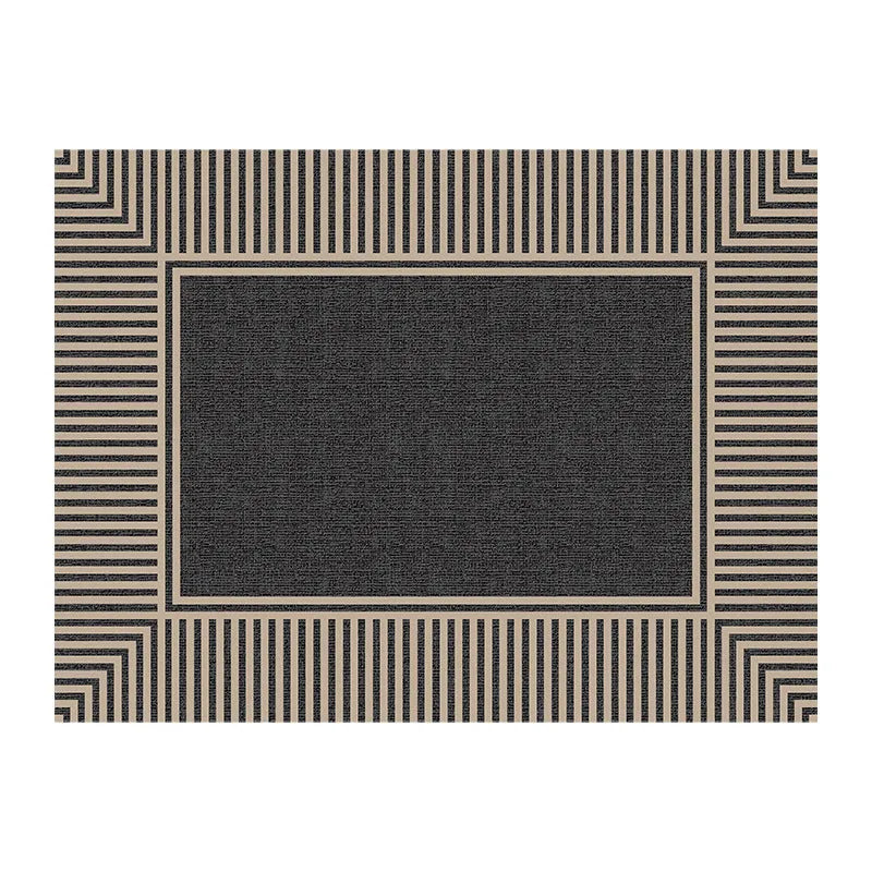 Polyester entrance door mat with geometric pattern in beige colour non-slip backing