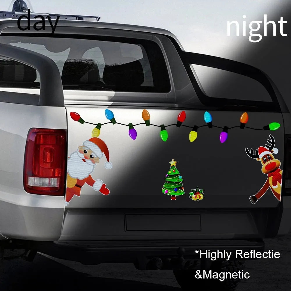 Christmas elk reflective magnetic car decoration sticker in RFM025 colour with 6-thread cartoon design