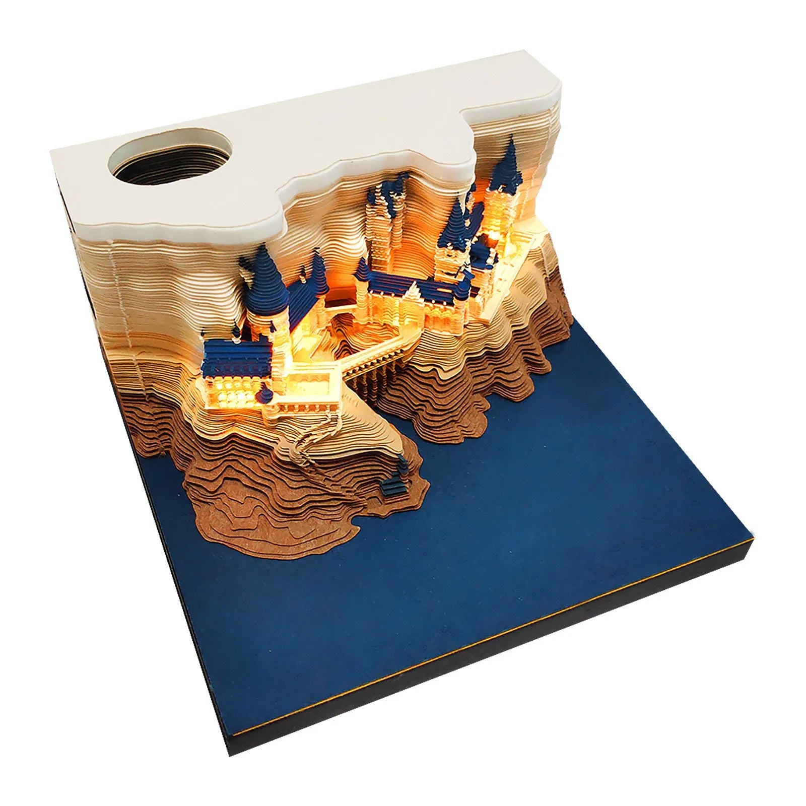 3D sticky note paper carving notepad with tear-off pages and decorative ornament design