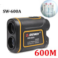 Handheld golf laser rangefinder device showing compact design for distance measurement.