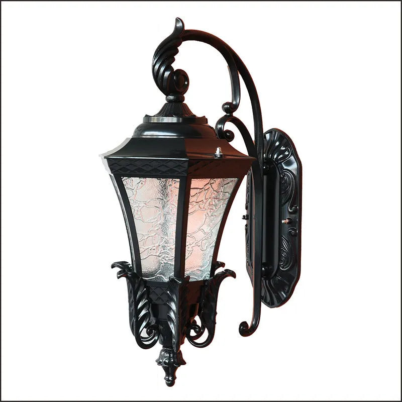 Black and bronze solar-powered outdoor landscape street lamp with dimensions 51x34x29cm