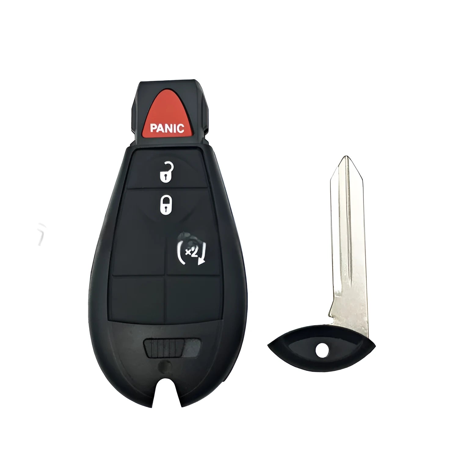 Dodge Chrysler smart key replacement shell in ABS brass and nylon, size 85mm by 42mm by 15mm.