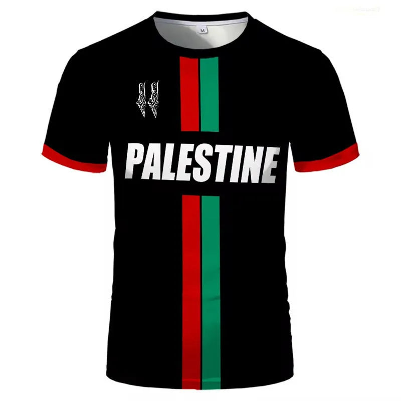 Football 3D printed T-shirt in spandex fabric with dark style pattern, half sleeve design