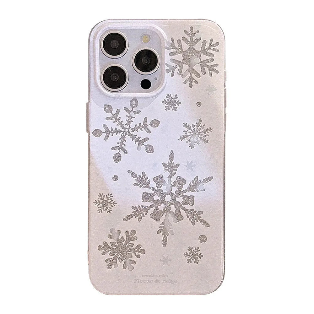 TPU silicone phone case for Apple iPhone with winter atmosphere design, glitter finish, and anti-fall protection